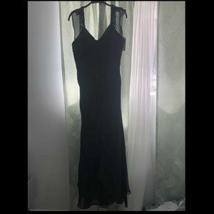 Black sequins silk evening gown